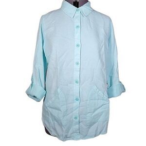 NWOT Denim & Co Waffle Button Front Collared Tunic Sz S